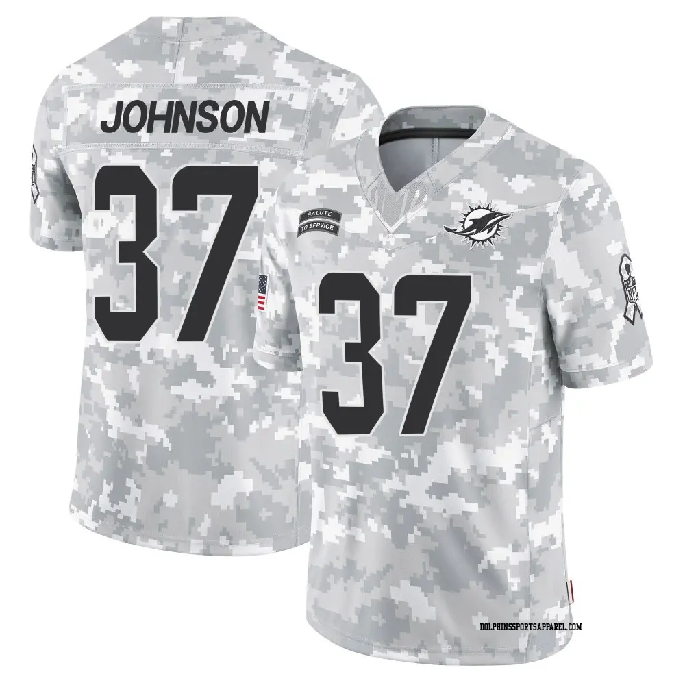 Limited Arctic Camo Men's Isaiah Johnson Miami Dolphins 2024 Salute to Service Jersey