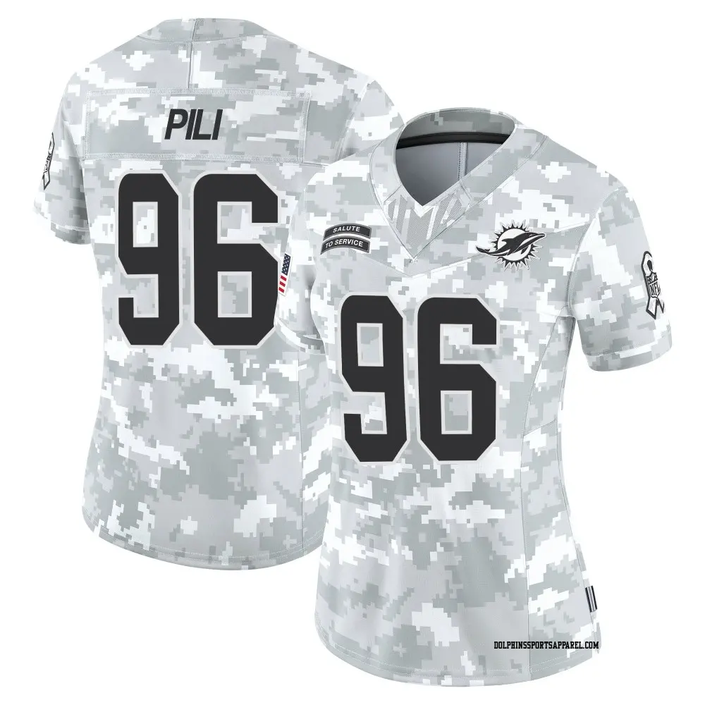 Limited Arctic Camo Women's Brandon Pili Miami Dolphins 2024 Salute to Service Jersey