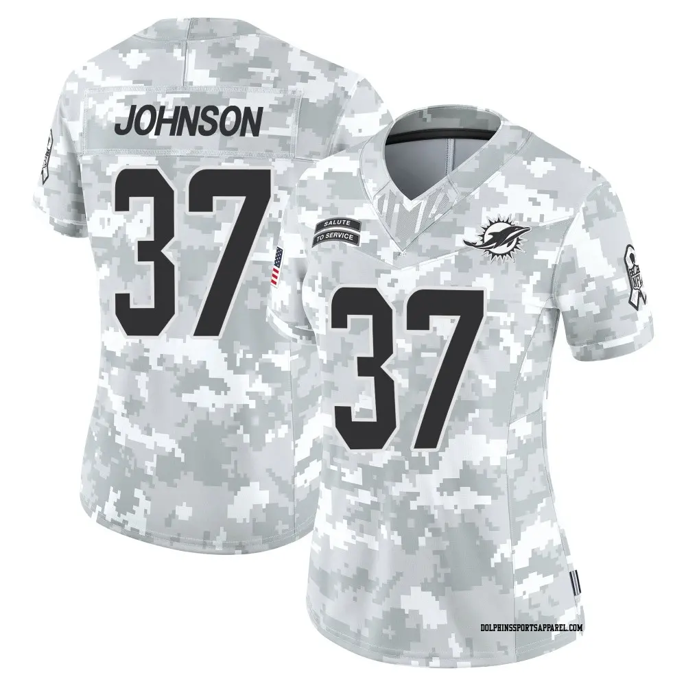 Limited Arctic Camo Women's Isaiah Johnson Miami Dolphins 2024 Salute to Service Jersey