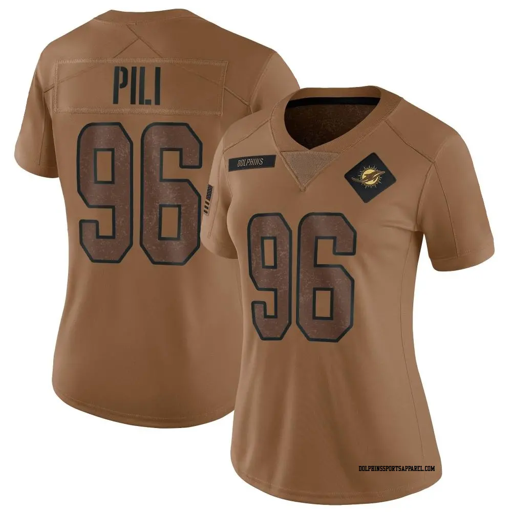 Limited Brown Women's Brandon Pili Miami Dolphins 2023 Salute To Service Jersey