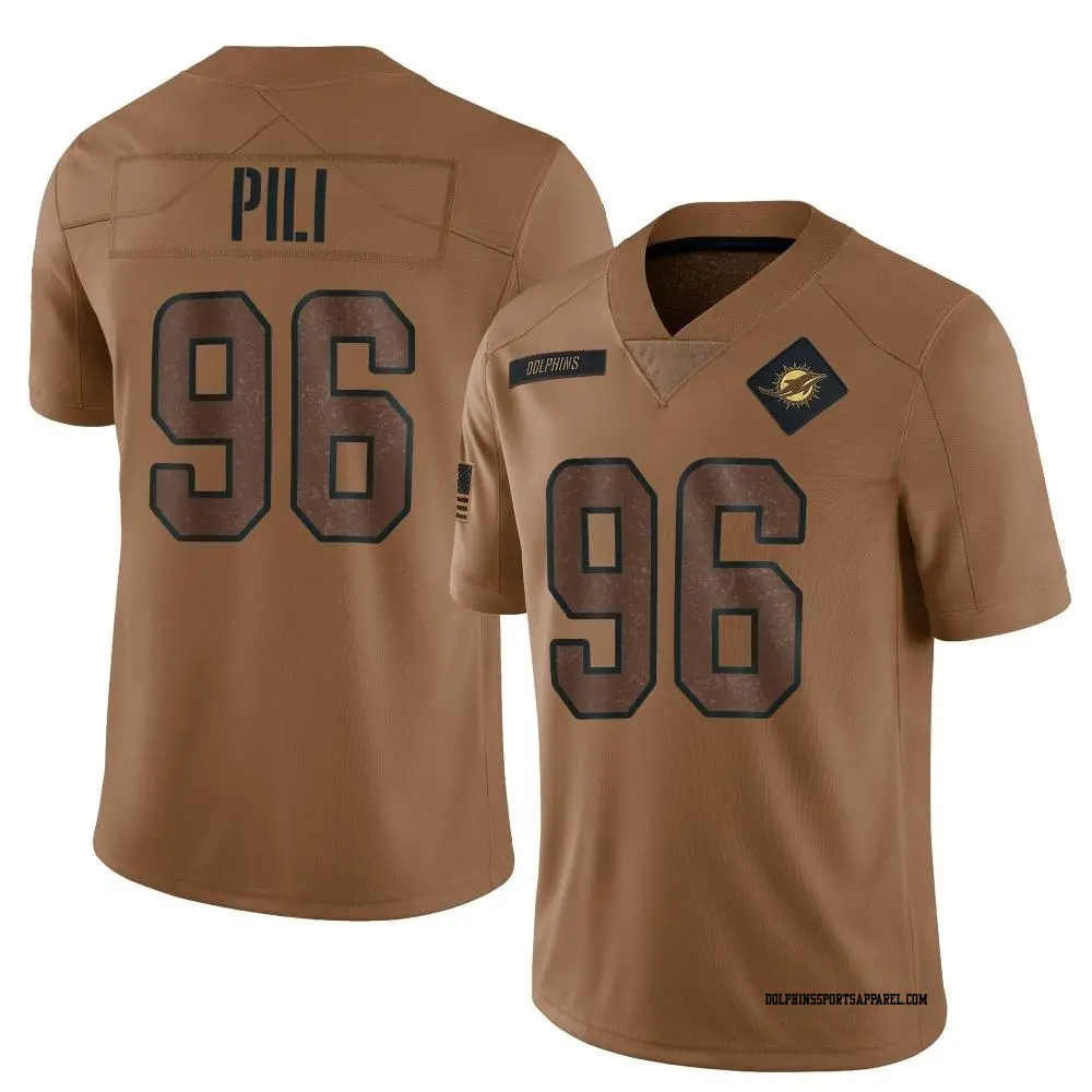 Limited Brown Youth Brandon Pili Miami Dolphins 2023 Salute To Service Jersey