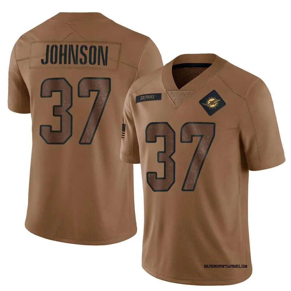 Limited Brown Youth Isaiah Johnson Miami Dolphins 2023 Salute To Service Jersey